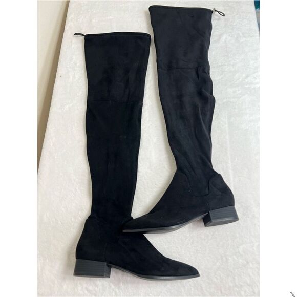 DKNY Tyra Black Over the Knee Faux Suede Boots 6.5 - Picture 1 of 9